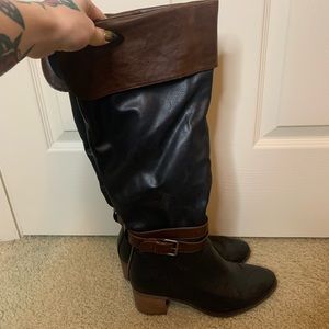 Knee high healed boots